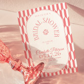 Retro stripe soft pink typography Bridal Shower 招待状