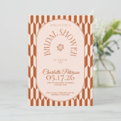 Retro stripe terracotta typography Bridal Shower 招待状 (スタンド正面)