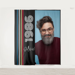 Retro Stripe Vintage 1986 40th Birthday  Photo タペストリー