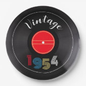 Retro Stripe Vinyl Record 1954 70th Birthday  ペーパープレート (正面)