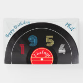 Retro Stripe Vinyl Record 1954 70th Birthday  横断幕 (横)