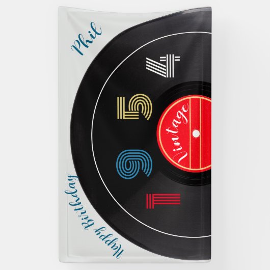 Retro Stripe Vinyl Record 1954 70th Birthday 横断幕 (縦)