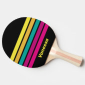 Retro Striped Dark 80s Across Striping with Name 卓球ラケット (横)