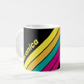 Retro Striped Dark 80s with Name コーヒーマグカップ (正面左)