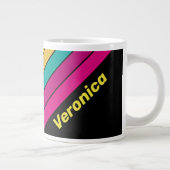 Retro Striped Dark 80s with Name ジャンボコーヒーマグカップ (右)