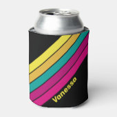 Retro Striped Dark 80s with Name 缶クーラー (缶正面)