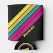 Retro Striped Dark 80s with Name 缶クーラー (裏面)