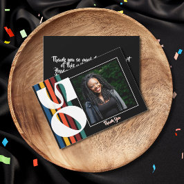 Retro Striped Fifty Birthday Photo 1976 50th  サンキューカード