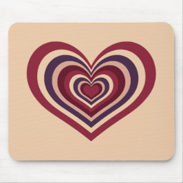 Retro Striped Heart Mouse Pad マウスパッド