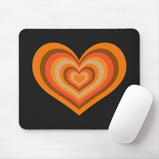 Retro Striped Heart Mouse Pad マウスパッド (マウス)