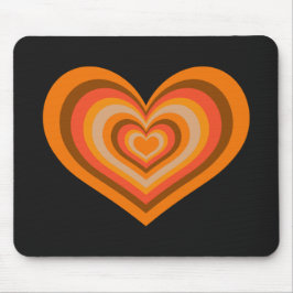 Retro Striped Heart Mouse Pad マウスパッド