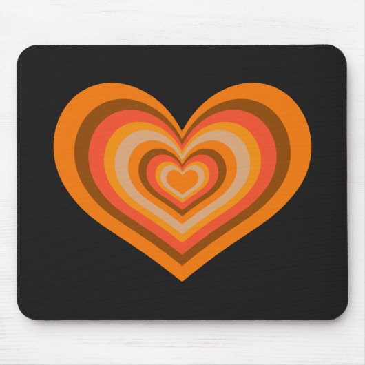 Retro Striped Heart Mouse Pad マウスパッド (正面)