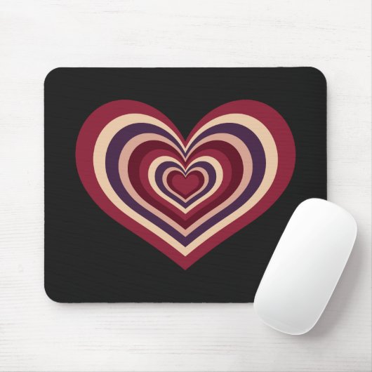 Retro Striped Heart Mouse Pad マウスパッド (マウス)