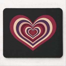 Retro Striped Heart Mouse Pad マウスパッド