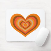 Retro Striped Heart Mouse Pad マウスパッド (マウス)
