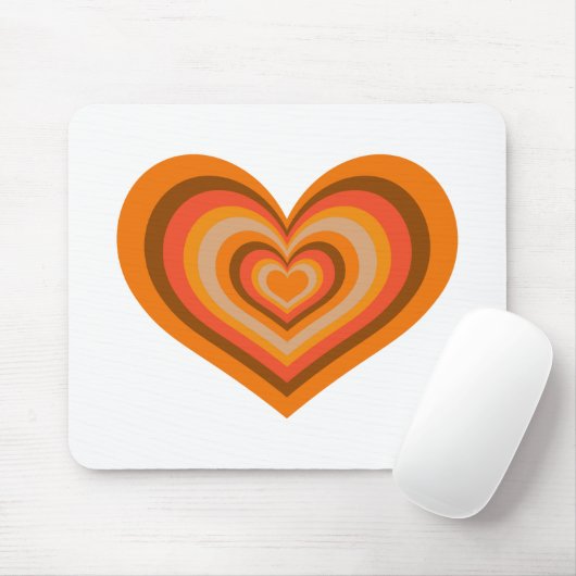 Retro Striped Heart Mouse Pad マウスパッド (マウス)