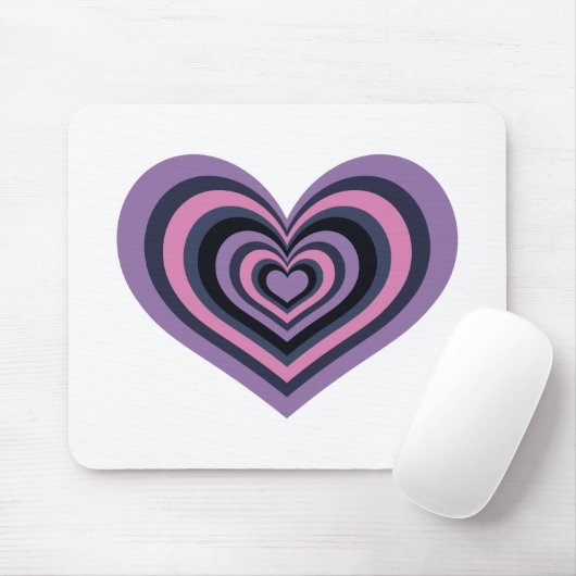 Retro Striped Heart Mouse Pad マウスパッド (マウス)
