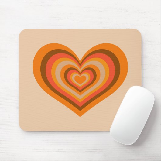 Retro Striped Heart Mouse Pad マウスパッド (マウス)