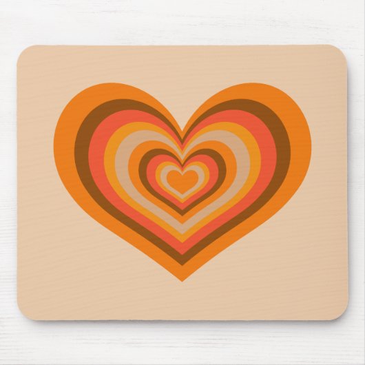 Retro Striped Heart Mouse Pad マウスパッド (正面)