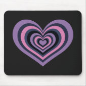 Retro Striped Heart Mouse Pad マウスパッド (正面)