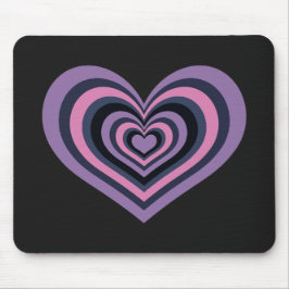 Retro Striped Heart Mouse Pad マウスパッド