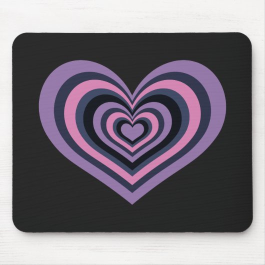 Retro Striped Heart Mouse Pad マウスパッド (正面)