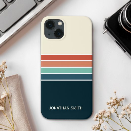 Retro Striped Pattern 70's 80's, Colorful iPhoneケース
