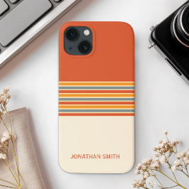 Retro Striped Pattern 70's 80's Orange Color iPhone 13ケース