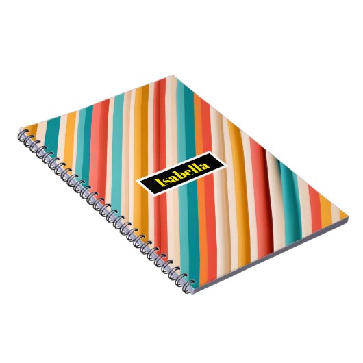 Retro Striped Spiral Notebook | Colorful Geometric ノートブック (右側)