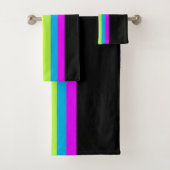 Retro Stripes Bath Towels (Black & Neon Multi) バスタオルセット (インサイチュ)