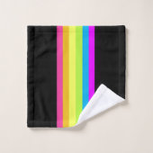 Retro Stripes Bath Towels (Black & Neon Multi) バスタオルセット (ウォッシュタオル)