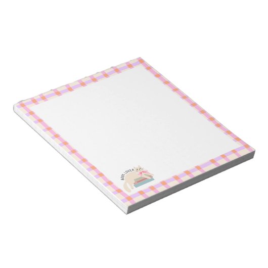 Retro Stripes Book Lover & Cat ノートパッド (アングル)