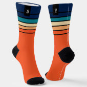 Retro Stripes Personalized Monogram Initial ソックス (傾斜あり)