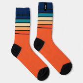 Retro Stripes Personalized Monogram Initial ソックス (右)