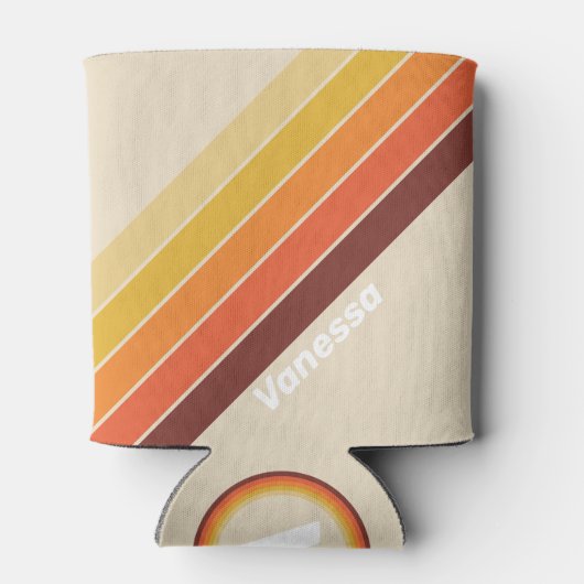 Retro Stripes with Name 缶クーラー (裏面)