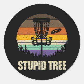 Retro Stupid Tree Disc Golf Funny Frisbee Golf ラウンドシール