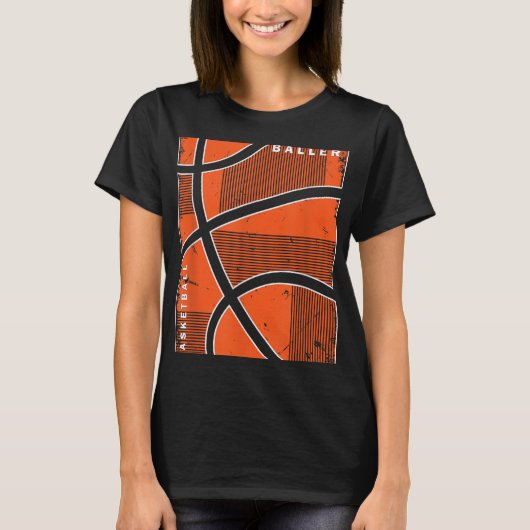 Retro Style Basketball Playing Kids Boys 10-12 12- Tシャツ (正面)