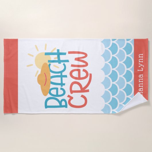 Retro Style Beach Crew Customizable ビーチタオル (正面)