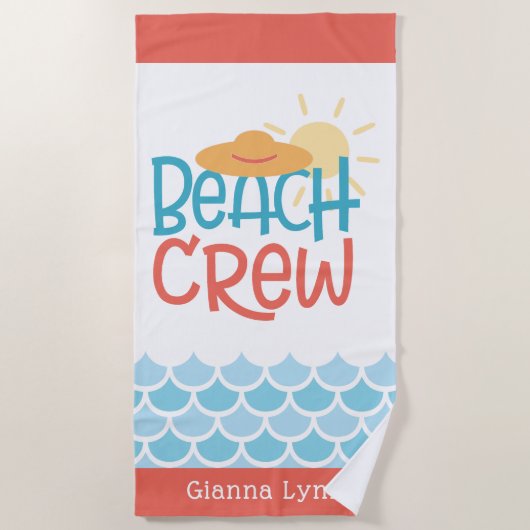 Retro Style Beach Crew Customizable ビーチタオル (正面)