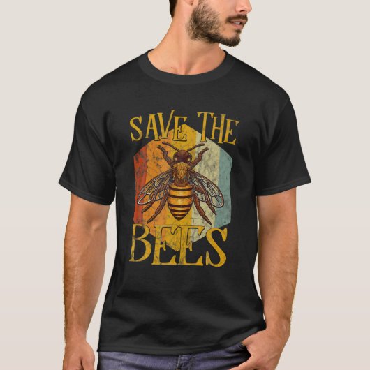 Retro Style Bee Beekeeper Graphic Earth Day Save T Tシャツ (正面)