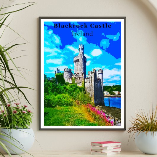 Retro Style Blackrock Castle, Cork Ireland ポスター