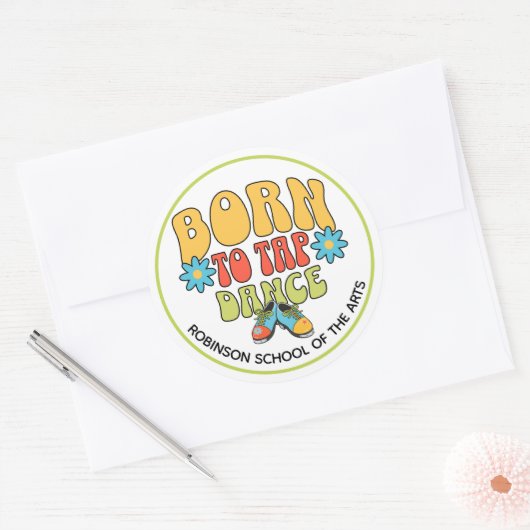 Retro Style Born to Tap Dance Customizable ラウンドシール (封筒)