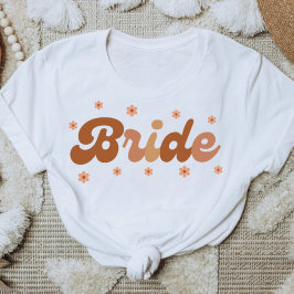 Retro Style Bride with Brown Flowers Tシャツ