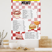 Retro Style Cafe Business Food Menu Poster ポスター (キッチン)