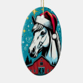 Retro Style Christmas Horse and Barn セラミックオーナメント (右)
