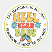 Retro Style Customizable Tap Dance ラウンドシール (正面)