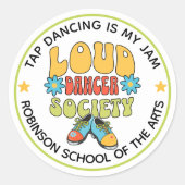 Retro Style Customizable Tap Dance Studio ラウンドシール (正面)