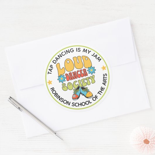 Retro Style Customizable Tap Dance Studio ラウンドシール (封筒)