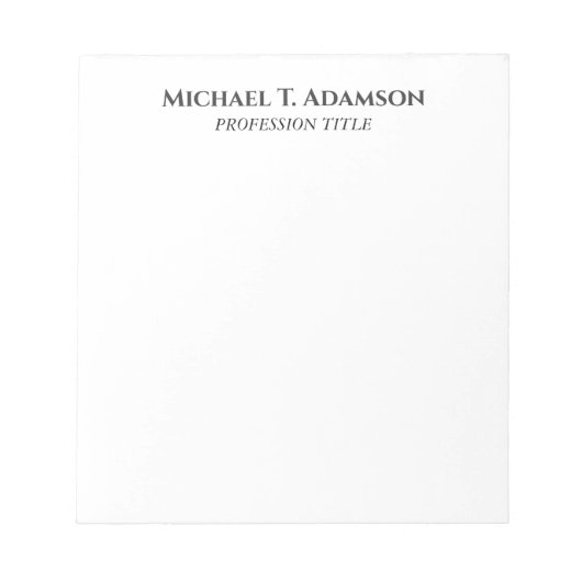 Retro Style Elegant Plain Simple Black & White ノートパッド (正面)