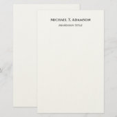 Retro Style Elegant Plain Simple Black & White 便箋 (正面/裏面)